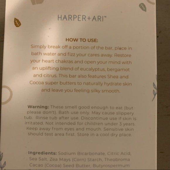 NEW Harper and Ari crystal quartz eucalyptus citrus bath bomb bar - Picture 3 of 6